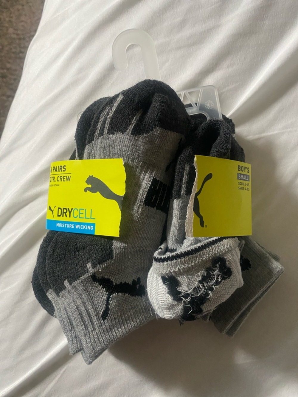 Puma Gray & Black DryCELL Athletic Crew Socks (6 pairs)